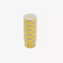 Vase céramique tube à damier jaune Sofia