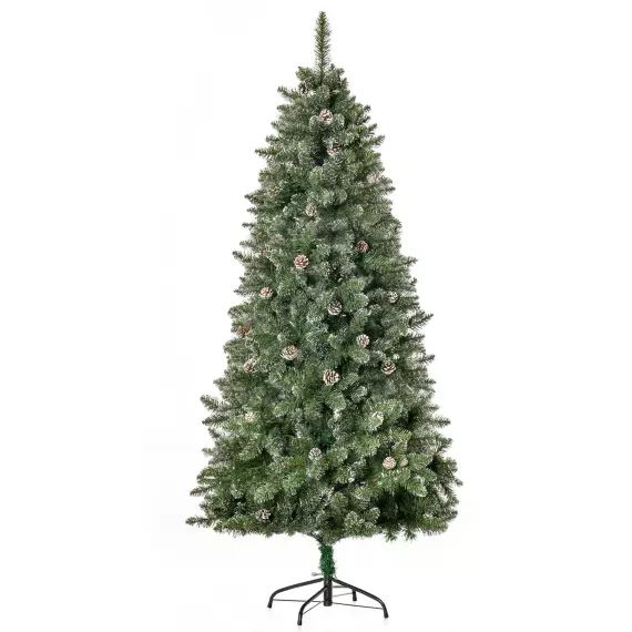 Sapin de Noël artificiel enneigé Nordmann 50 pommes de pin H1,80 m