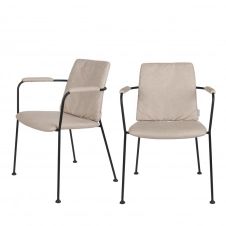 2 chaises avec accoudoirs en tissu beige