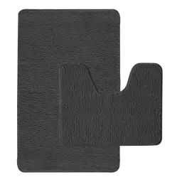 Lot de 2 tapis de bain polyester 50x80cm + contour marron
