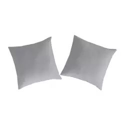 2 Taies d’oreiller en percale de coton 65×65 cm gris