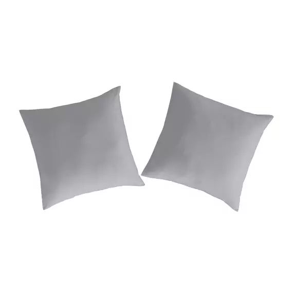 2 Taies d&rsquo;oreiller en percale de coton 65×65 cm gris