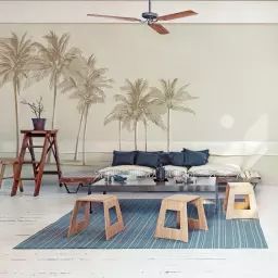 Papier peint panoramique palmiers 225 x 250 cm brun clair