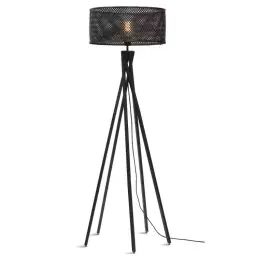 Lampadaire bambou abat-jour bambou noir, h. 146cm