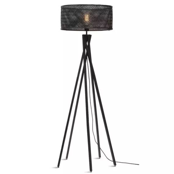 Lampadaire bambou abat-jour bambou noir, h. 146cm