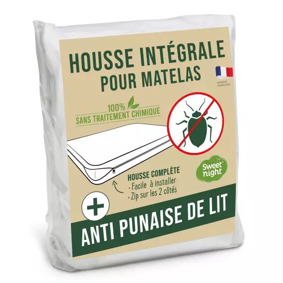 Housse intégrale matelas Anti-Punaise de lit 90x200x25 cm