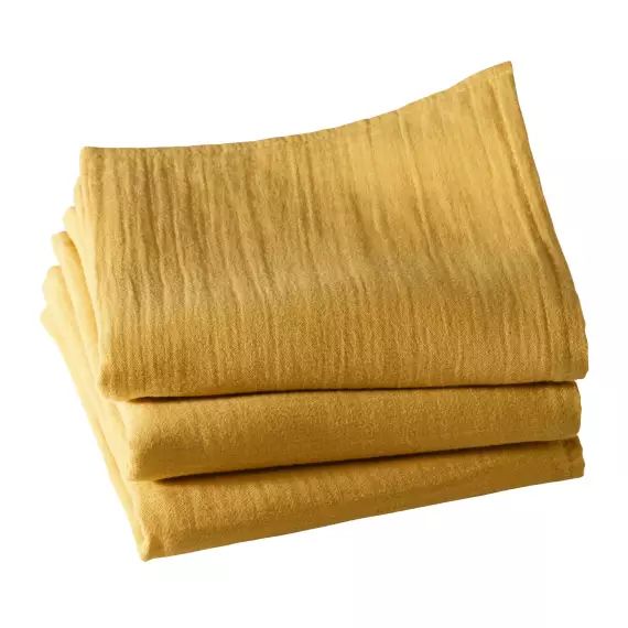 Lot de 3 serviettes de table 43×43 jaune en coton