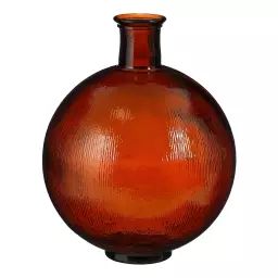 Vase bouteille en verre recyclé marron foncé H42