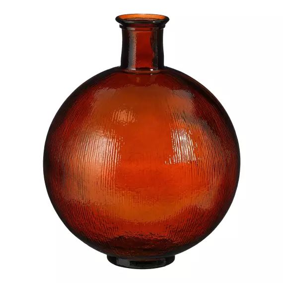 Vase bouteille en verre recyclé marron foncé H42