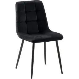 Chaise de salle à manger avec pieds en métal en velours Noir