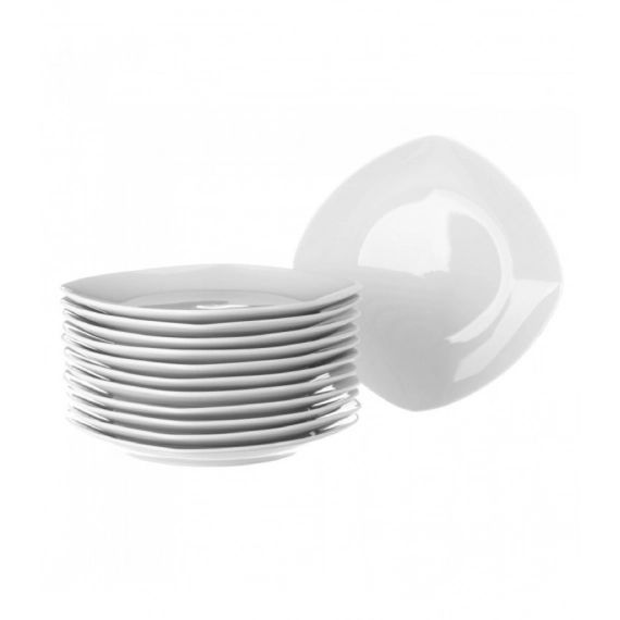 Assiette plate carrée en porcelaine blanche – Lot de 12
