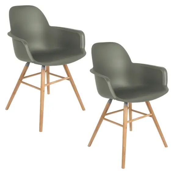 2 fauteuils de table en résine vert