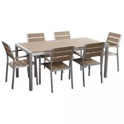 Set de salle à manger 6 personnes en bois synthétique bois clair