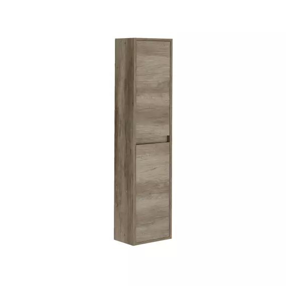 Colonne de salle de bain avec 2 portes effet bois chêne