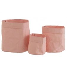 Cache-pots sacs résistants à l’eau papier rose – Lot de 3