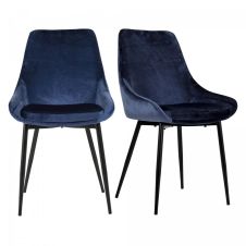 Lot de 2 chaises design velours côtelé Bleu