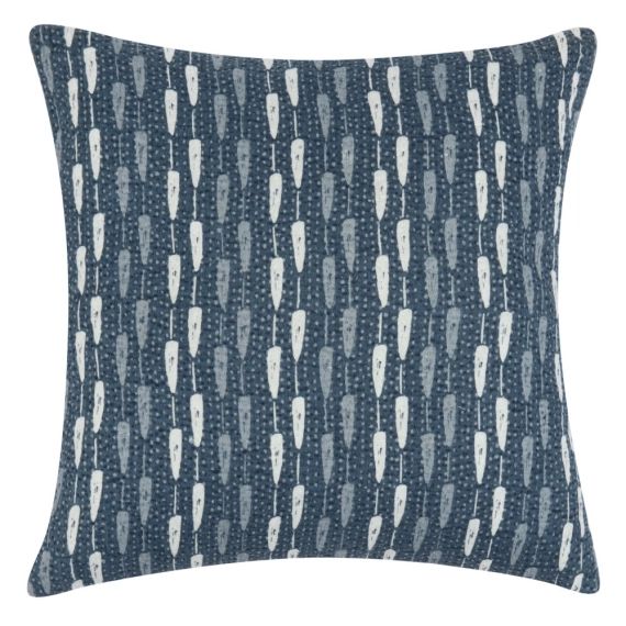 Housse de coussin en coton bleu et écru à motifs 40×40