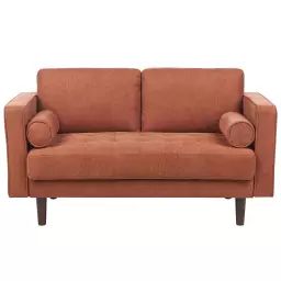 Canapé 2 places 2 personnes en polyester marron