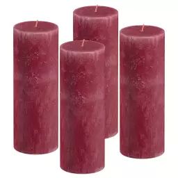 Lot De 4 Bougies, Rouge, 19 Cm