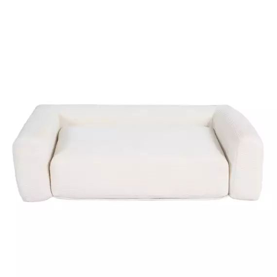 Panier pour chien en tissu velours côtelé beige taille s