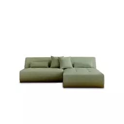 Canapé d’angle réversible 4 places en tissu vert sauge