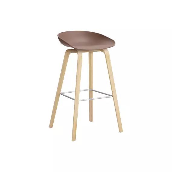 Tabouret de bar About a stool en Plastique, Chêne savonné – Couleur Rouge – 50 x 46 x 85 cm – Designer Hee Welling