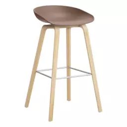 Tabouret de bar About a stool en Plastique, Chêne savonné – Couleur Rouge – 50 x 46 x 85 cm – Designer Hee Welling
