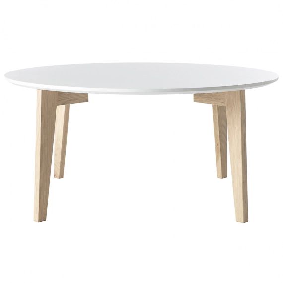Table basse design laquée blanc mat et bois naturel LARGO