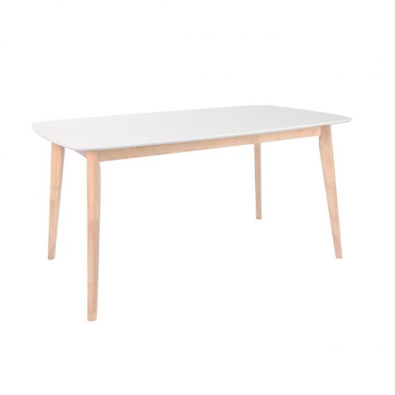 Table à manger design blanc et bois clair 120 cm LEENA