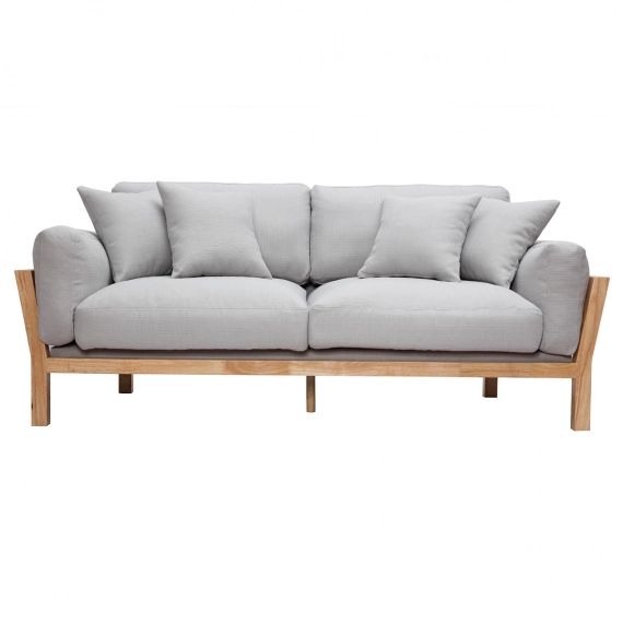 Canapé design 3 places déhoussable gris clair pieds bois KYO