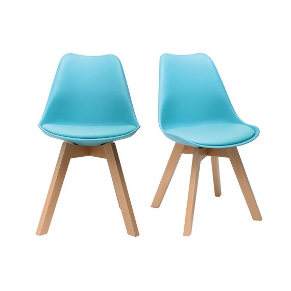 Chaises design bleues avec pieds bois (lot de 2) PAULINE