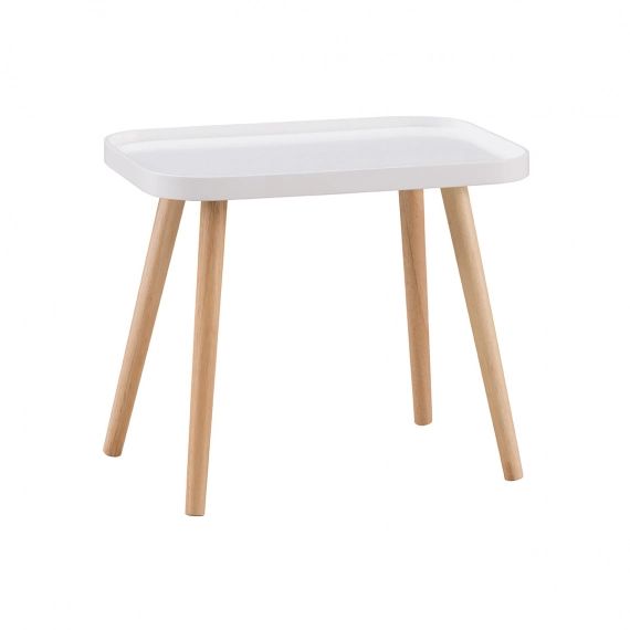 Table basse scandinave blanc et bois clair BENTO