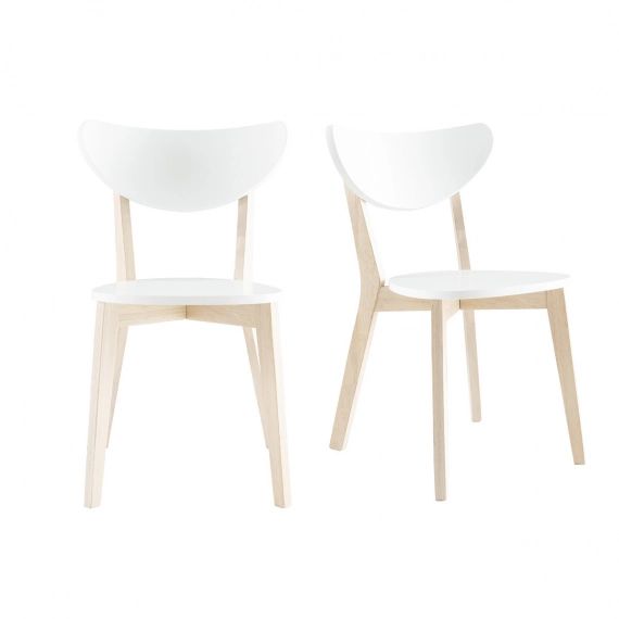 Chaises design bois et blanc (lot de 2) LEENA