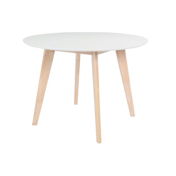 Table ronde blanc et bois 100 cm LEENA