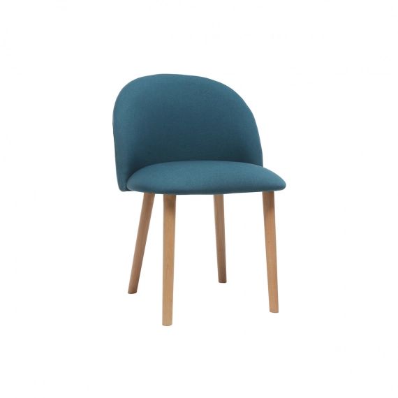 Chaise design bleu canard et bois CELESTE