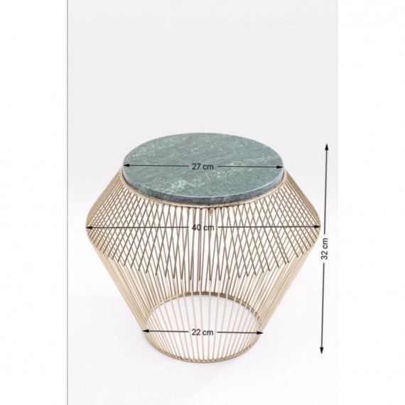Table d’appoint Beam dorée marbre vert 40cm Kare Design