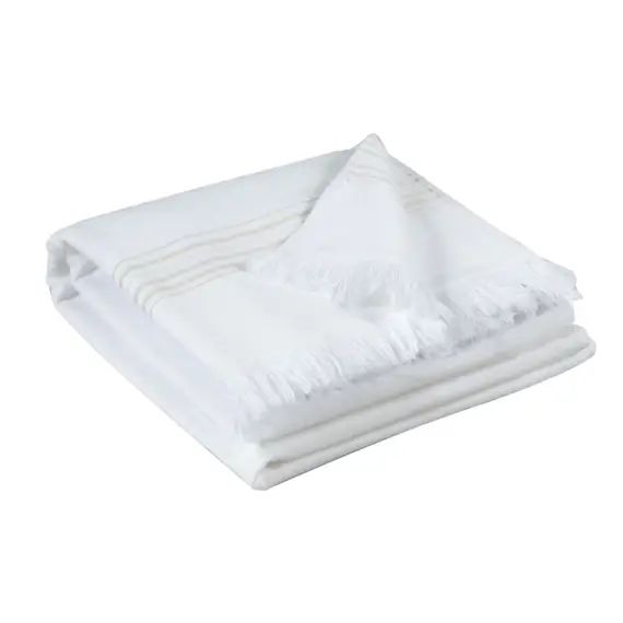 Drap de plage et fouta en 100% coton beige 90×180