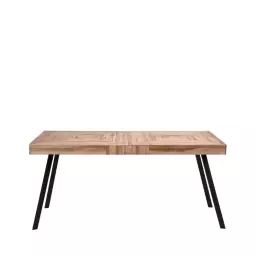 Pamenang – Table à manger en métal et teck recyclé 160x80cm – Couleur – Bois foncé / noir