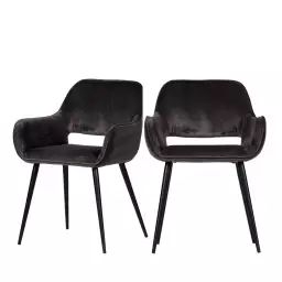 Jelle – Lot de 2 fauteuils de table en velours