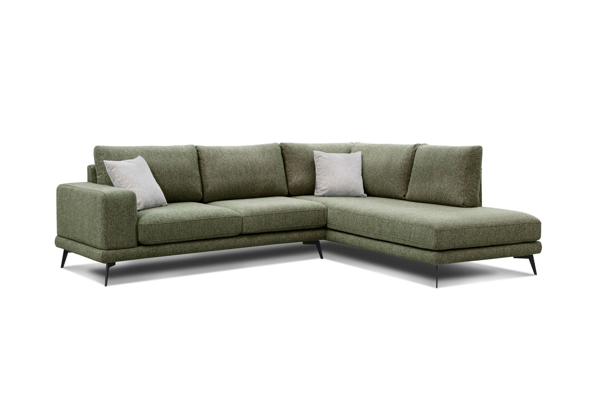 Canapé d’angle droit 5 places tissu vert