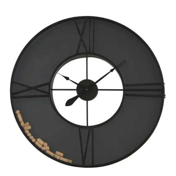 Horloge en verre et métal noir avec bouchon de liège D91