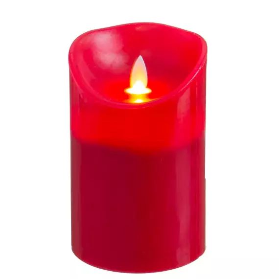 Bougie LED rouge avec mouvement de flamme 9x14cm