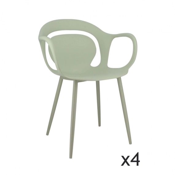 Lot de 4 fauteuils de table vert tilleul