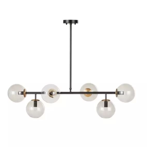 Suspension en métal noir et globes en verre fumé