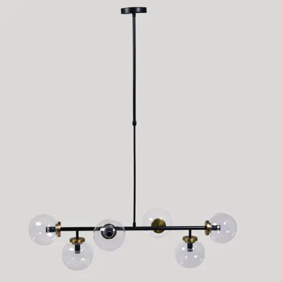 Suspension en métal noir et globes en verre fumé