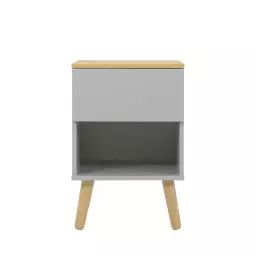 Table de chevet en bois 1 tiroir gris clair