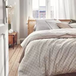 Parure de lit en percale de coton beige 140×200