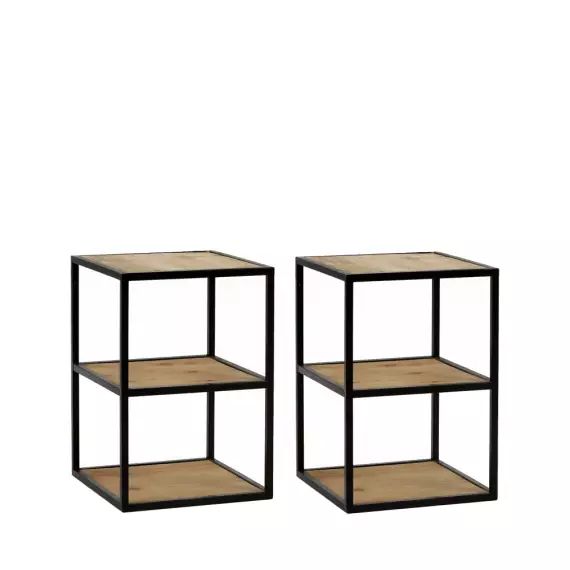 Eszential – 2 tables basses en métal et bois 30x30cm