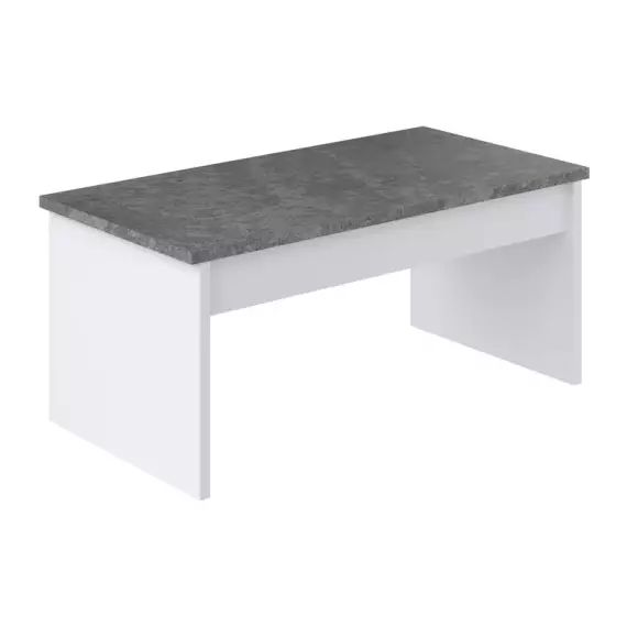 Table basse avec plateau relevable YANA Blanc et imitation béton
