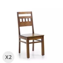 Set de 2 chaises en bois marron